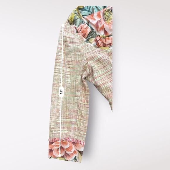 DD Collection Silk Tweed Button Up Blazer Womens Size 4 Floral Fall - Picture 5 of 8